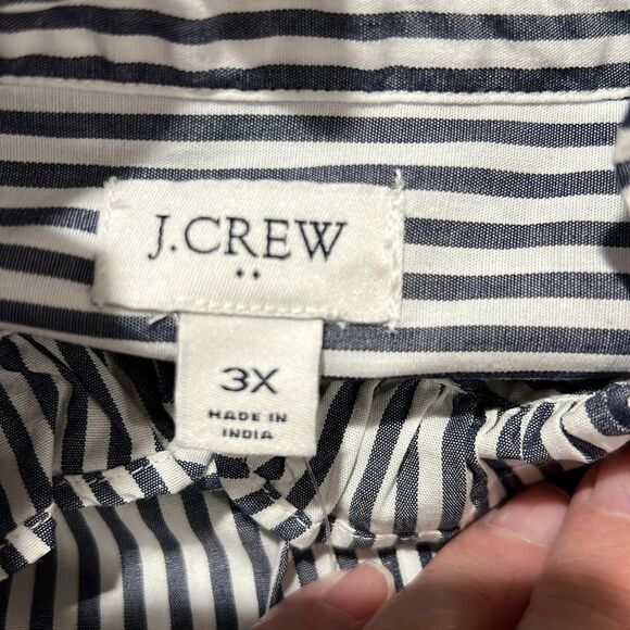 J. Crew Factory cd286 Striped ruffleneck button-up size 3X NWT - Picture 5 of 7